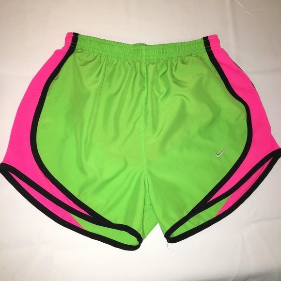 Nike Tempo Logo Dri Fit Lime Green Hot Pink Stripe Running Shorts Size XS - Picture 3 of 8